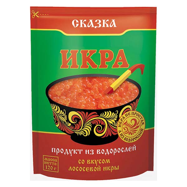 картинка Продукт из водорослей"Икра Сказка"со вкусом лососёвой икры  120г ДойПак/Европром/ от магазина Салова Фиш