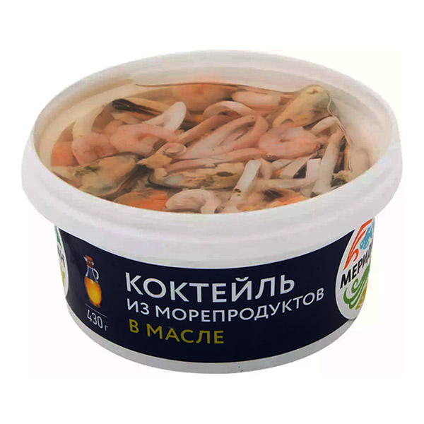 картинка Коктейль из морепродуктов в масле 430г /Меридиан/ от магазина Салова Фиш