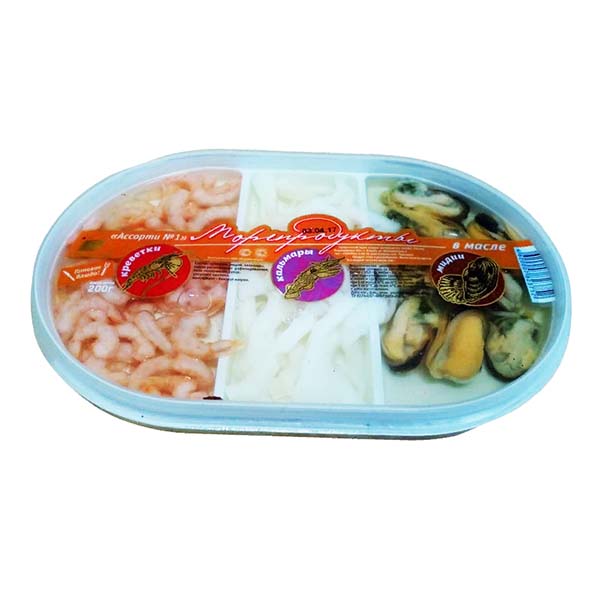 картинка Коктейль в масле с креветками 200г . /Вкусное море/ от магазина Салова Фиш