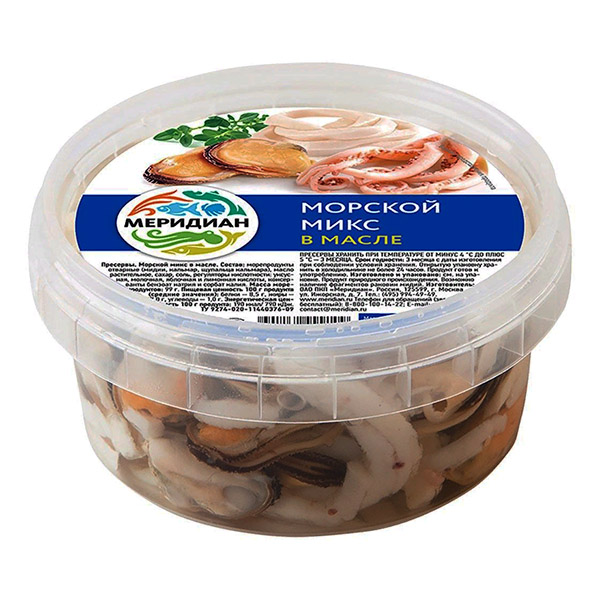 картинка Морской микс 180г в масле /Меридиан/ от магазина Салова Фиш