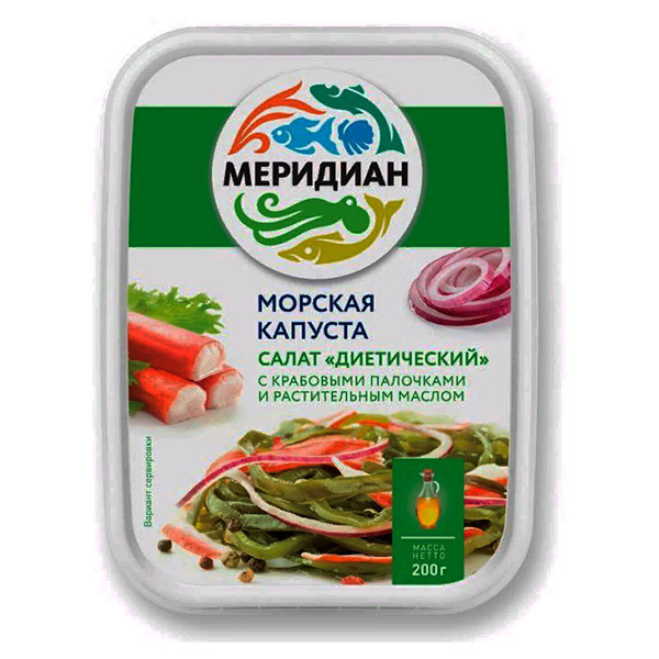 картинка Салат из морской капусты "Диетический" 200г /Меридиан/ от магазина Салова Фиш