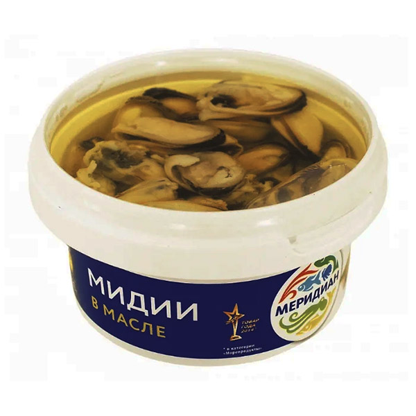 картинка Мидии 180г в масле /Меридиан/ от магазина Салова Фиш