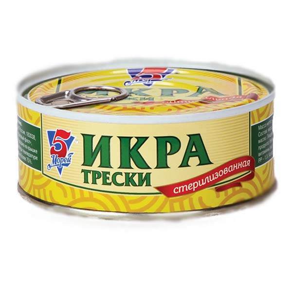 картинка Икра трески ключ ж/б 240гр. /ТМ "5 Морей"/ от магазина Салова Фиш