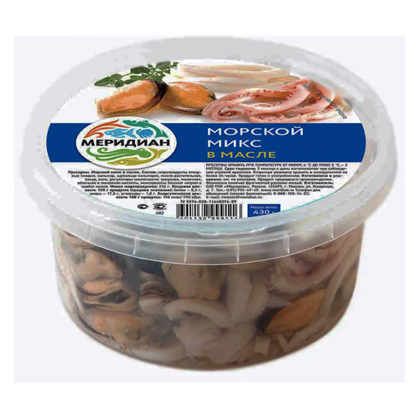 картинка Морской микс 430г в масле /Меридиан/ от магазина Салова Фиш
