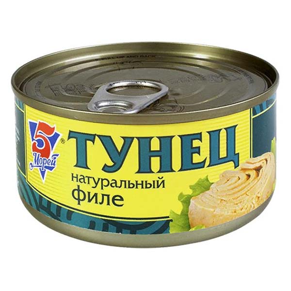 картинка Тунец филе натуральный ж/б 185гр. /ТМ "5 Морей"/ от магазина Салова Фиш