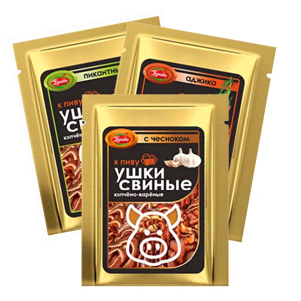 картинка Уши свиные к/в в/у 100г в ассортименте /Браво/ от магазина Салова Фиш