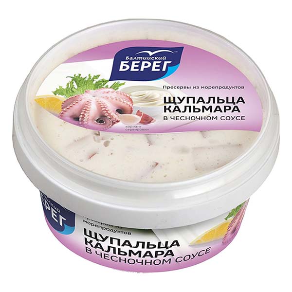 картинка Кальмар щупальца в чесночном соусе 210г /Балт.берег/ от магазина Салова Фиш