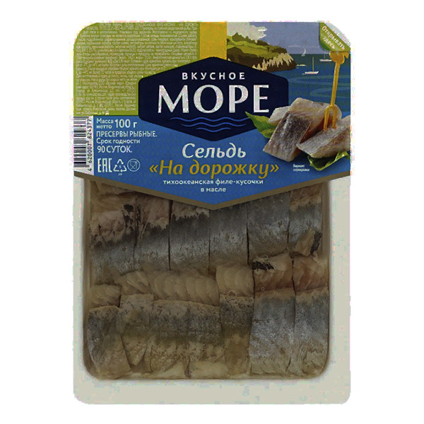 картинка Сельдь филе 100г в/у "На дорожку" в масле /Вкусное море/ от магазина Салова Фиш